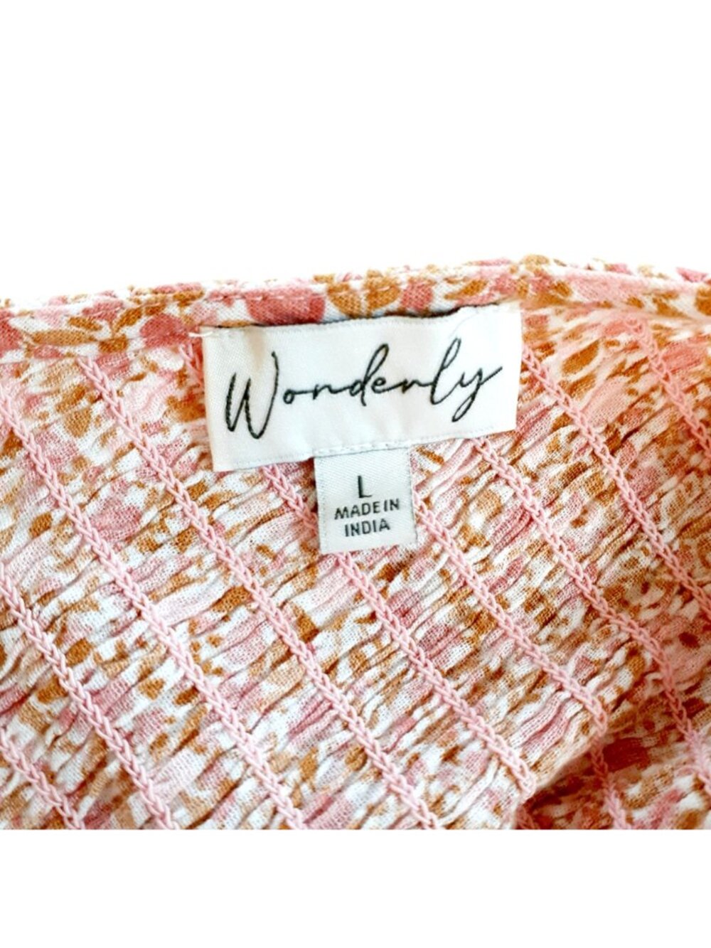 Wonderley Womens Tiered Midi Dress Large Pink Floral Back-Tie Detail Sleeveless - Picture 6 of 6